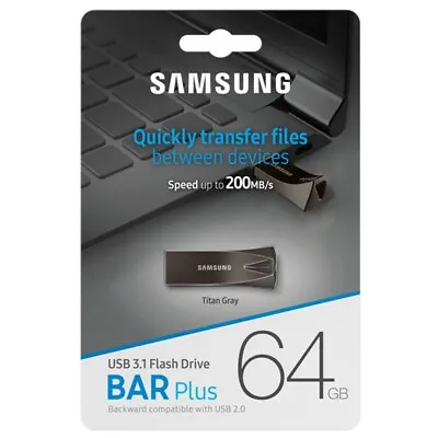 USB 3.1 Flash Drive 64GB Samsung Bar Plus USB Drive Memory Stick Gray 200Mb/s • $29.95