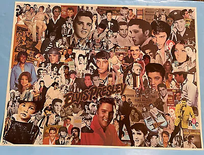 S8 Rare Elvis Presley Collage Poster 1977 Rock Original King Dajalu 28 X 21.5 • $22.99