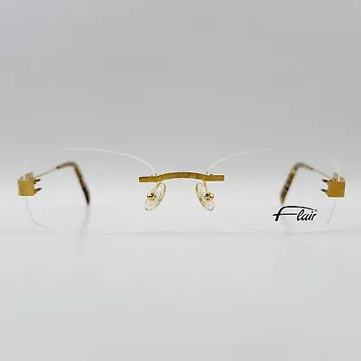 Flair Eyeglasses Ladies Angular Rimless Gold Rhinestone Mod. 126 Col. 109 New • $127.58