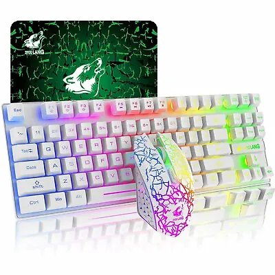 AU Wireless Gaming Keyboard Mouse And Mat Combo Rainbow LED Backlit Rechargeable • $47.99