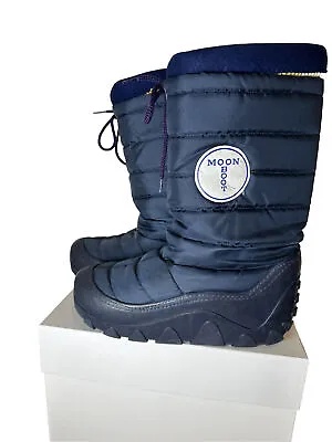 RARE VINTAGE MOON BOOTS WOMEN'S SIZE 9 10. Snow Ski Snowboard Shoes Navy Blue • $199