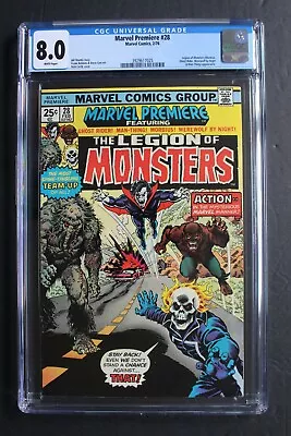 MARVEL PREMIERE #28 1st LEGION OF MONSTERS Team 1976 Morbius Ghost Rider CGC 8.0 • $339