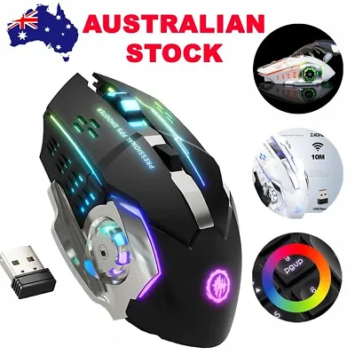 Ergonomic RGB Backlit Wireless Gaming Mouse Rechargeable For Desktop PC Laptop • $18.99