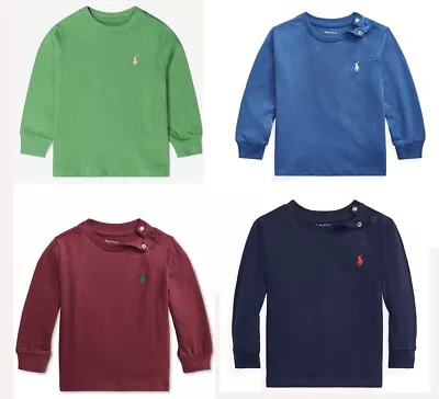Ralph Lauren Long Sleeve Cotton Baby Boy & Girls Basic T Shirt Top 3-24 Months • £8.99