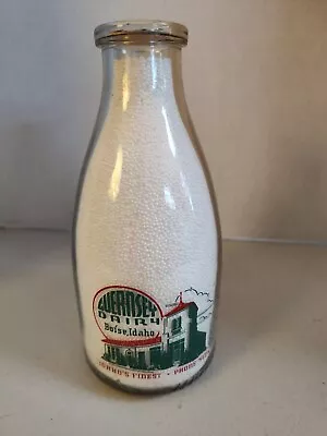 Rare 2 Color BOISE IDAHO Dairy MILK BOTTLE-GUERNSEY DAIRY QUART STORE BOTTLE • $15.50