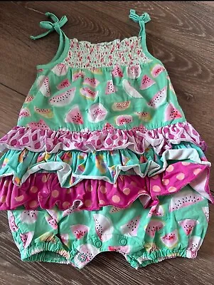 Matilda Jane Tutti Fruiti Romper 6-12 Mos EUC Watermelon Fruit • $20