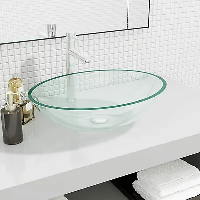 £58.99 • Buy Basin Glass Bathroom Washroom Sink Bowl Plumbing Fixture Multi Colours VidaXL