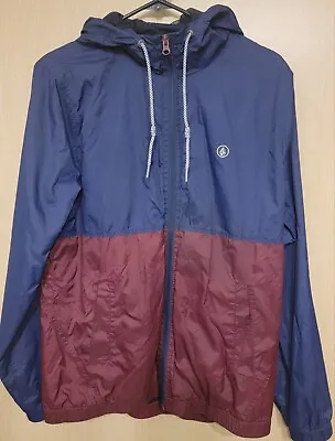 Volcom Jacket Water Resistant Windbreaker Hoodie Mens Size Small Red Blue  • $29.99