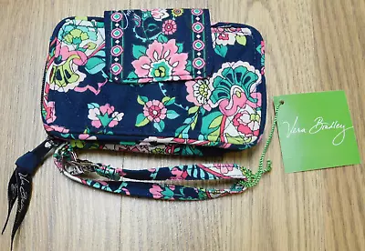 New VERA BRADLEY Smartphone Wristlet Wallet Petal Paisley Blue Pink Green • $14.99