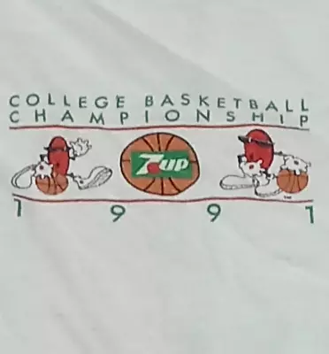 Vintage 7up Spot 1991 College Basketball Championship Single Stitch T Shirt XL • $50