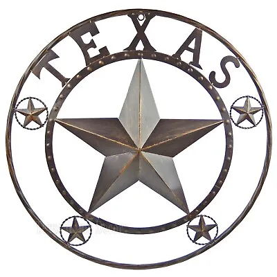 24  Texas Metal Barn Star Rustic Copper Brown Finish Outer Ring Wall Mounted  • $39.95