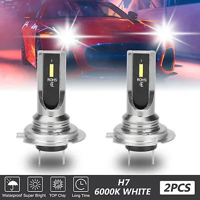 2x H7 LED Headlight Bulbs Kit High Low Beam 80W Fog DRL 6000K Super Bright White • $9.98