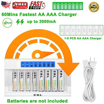 8 Slot Battery Charger For Ni-MH AA AAA Rechargeable Batteries LCD Fast Charge • $10.56