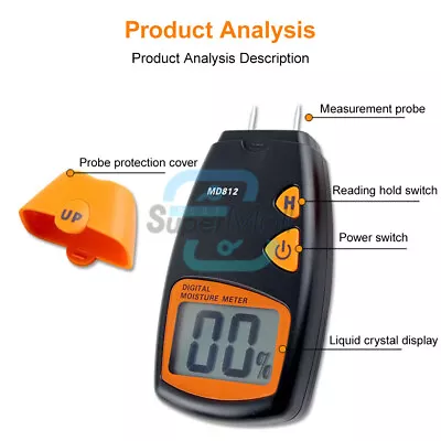 Wood Moisture Meter Hygrometer Timber Damp Detector 5% To 40% Humidity Tester • $27.63