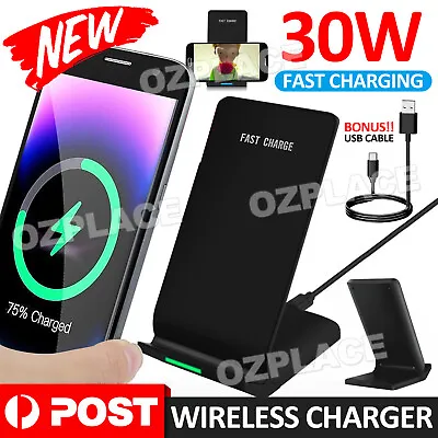 30W Wireless Charger Fast Charge Stand Dock For IPhone 8 11 12 13 14 Samsung • $12.95