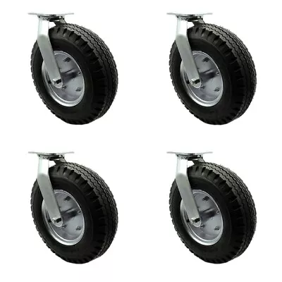 12 Inch Black Pneumatic Wheel Caster Set 4 Swivel With 2 Swivel Locks SCC • $294.77