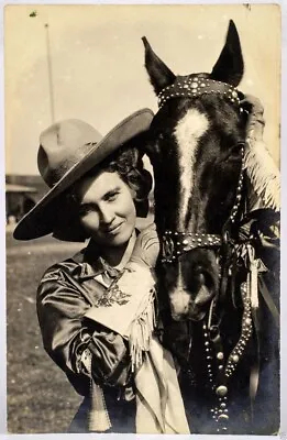 Old West RODEO COWGIRL And Her Horse  Vintage 8 X 10  Photo 1930s • $7.95