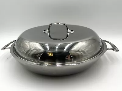 All-Clad Stainless Steel 13  Braiser Paella Pan With Domed Lid Round Cookware • $84.99