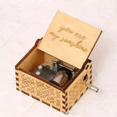 You Are My Sunshine Hand Crank Toy Kid Gift Handmade Wooden Music Box • £5.98