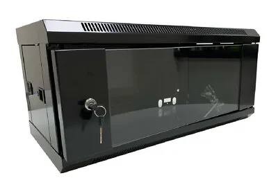 4u 6u 9u 300mm Deep Black Wall Mounted 19  Data Cabinet For Home Networking Lot • £129.95