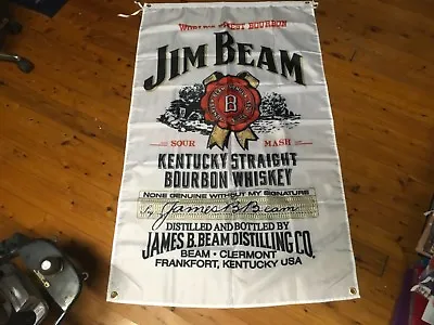$42 • Buy Jim Beam Flag Banner Wall Hanging Bourbon Man Cave Sign Home Decor Gift Idea 