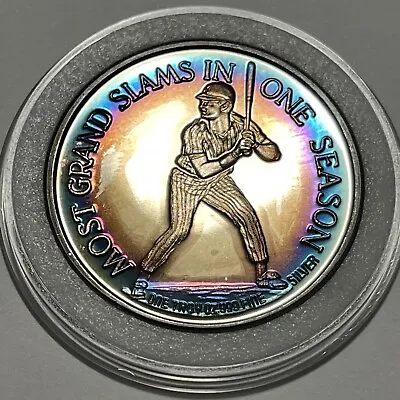 Don Mattingly Yankees MLB Coin Rainbow Toning 1 Troy Oz .999 Fine Silver Round • $69.99