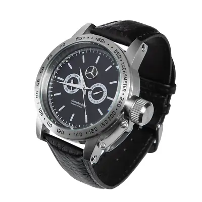 Mercedes-Benz Original Men's Wrist Watch Stainless Steel/Leather   Black New • $205.15