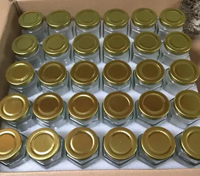 30 Pack 4 Oz Clear Hexagon Spice Jars Small Glass Jars With Lids(Golden) Mason • $29.72