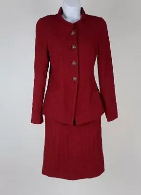 Chanel Prefall 2012 Mtiers D'Art Red Tweed Jacket Skirt Suit Size 38 • $2499.99