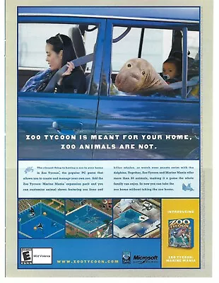 2003 Microsoft Zoo Tycoon Video Game Animals Vintage Magazine Print Ad/Poster • $14.90
