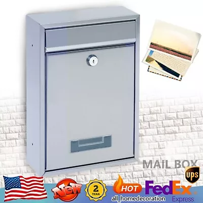 Wall Mount Mailbox Security Lockable Mail Box Door Newspaper Letter Drop Box • $31.35