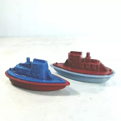 Plastic Bathtub 2 Tug Boats 1940's Tugboat 3.5  Blue Red Brown 04X • $14.44