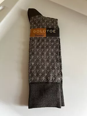 GOLD TOE Premier Men's Socks NWT Sock Size 10-13 Brown Argyle • $9.99