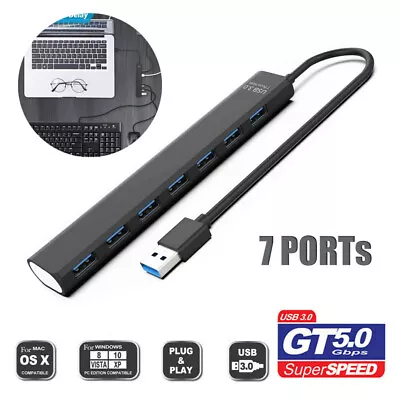 $8.53 • Buy Multi USB 3.0 Hub 7 Port High Speed Slim Compact Expansion Smart Splitter