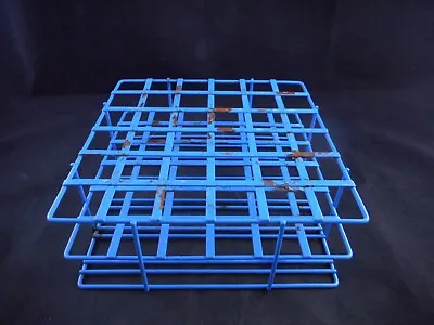 Laboratory Metal 25-20mm Tube Vial Rack Holder 36 Place Epoxy Wire 6 X 6 Blue • $17.99