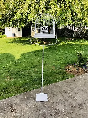 Vintage White Victorian Crown Dome Floor Standing Bird Cage • $265