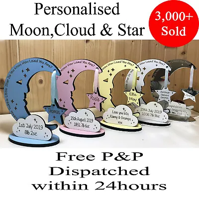 £7.99 • Buy  Personalised Newborn Baby Boy Girl Gift Present Christening Keepsake Moon Star