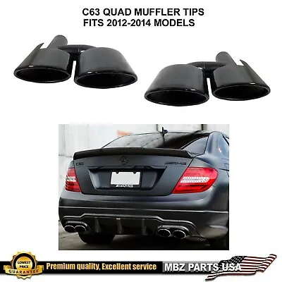 C63 Quad Black Muffler Tips AMG C250 C300 C350 Mercedes W204 2008-2014 C-Class • $195