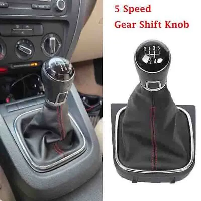 5 Speed Gear Shift Knob With PU Leather Boot Fit For VW Golf/Jetta MK6 2010-2014 • $18.99