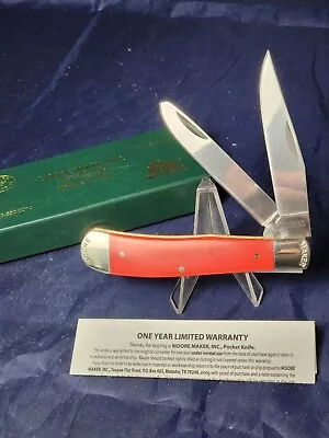 Moore Maker 3202 EB Full Size Trapper Knife Red Delrin New In Box • $50.50