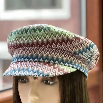 Vintage Ladies Beret Cap Hat Flat Cabbie Captain Sailor Printed Military Outdoor • $27.91