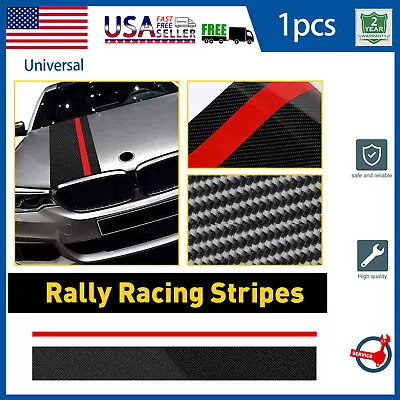 For Kia Optima 5D Carbon Fiber Style Car Hood Rally Racing Sporty Strip Sticker • $10.99