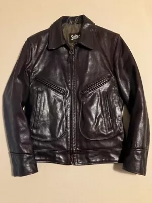 Schott's 90's 637 Single Leather Jacket Brown Tag Made In USA Riders USED • $350.50