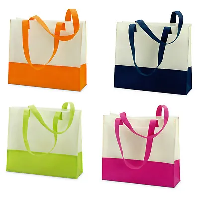 £5.12 • Buy Large Ladies  Unlined Beach Bag-two Tone Summer Tote Shopping Shopper Handbag