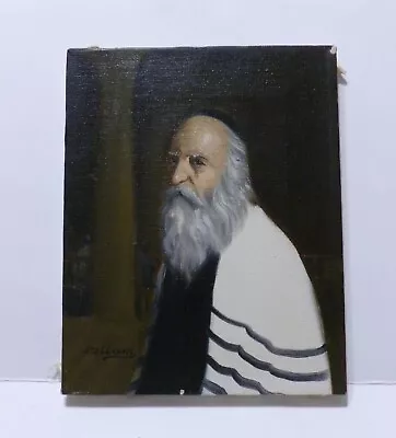 VINTAGE Original David Pelbam Oil On Canvas Painting Rabbi Signed 8x 10  • $85