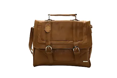 Leather Office Laptop Briefcase Messenger Office Work Travel Shoulder Top Handle • £28.49