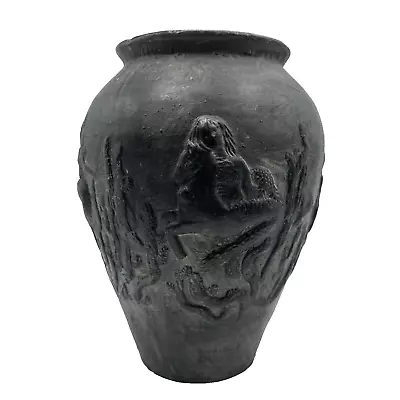 Mermaid Seahorse Ocean Scene Relief Vase Made In Spain 11  Ceramic Vintage • $62.40