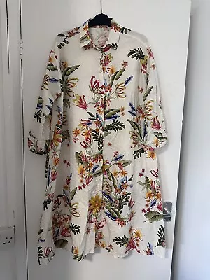 Womens Zara Floral Shirt Dress - Size L • £30.99