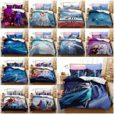 3D Printed Frozen Elsa Anna Quilt/Doona/Duvet Cover Pillow Case Bedding Set • $19.99