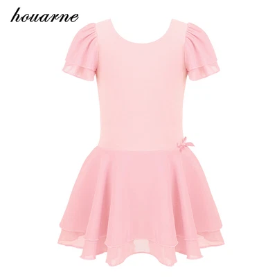 £12.11 • Buy UK Girls Short Sleeve Ballet Dress Chiffon Leotard Skirts Ballerinas Dancewear
